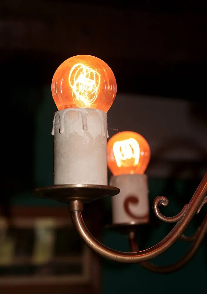 Wall light with amber bulbs