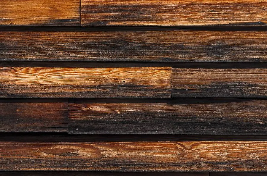 Dark stained wooden boards